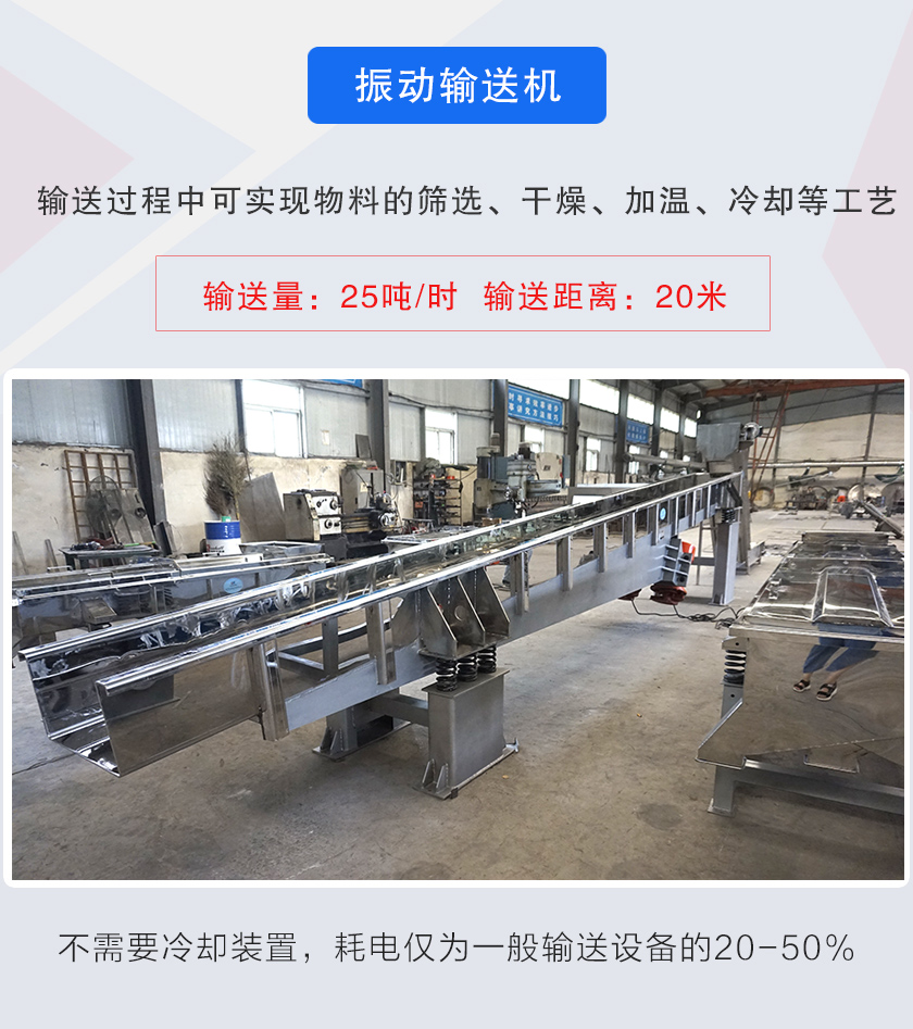 輸送過程中可實現物料的篩選、干燥、加溫、冷卻等工藝