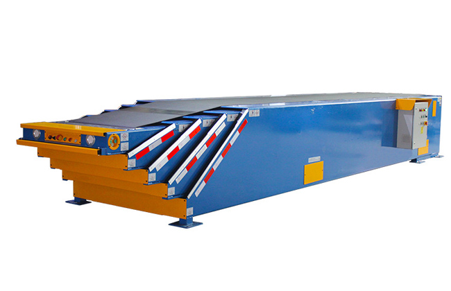 它可以在長度方向上自由伸縮，隨時控制輸送機的長度